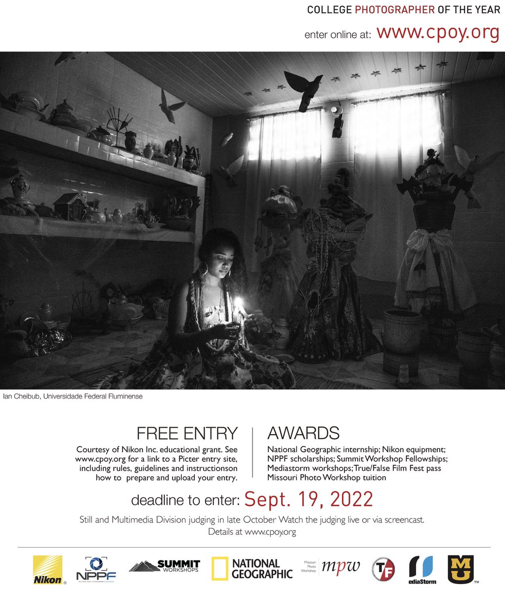 We are accepting entries for #CPOY77 through Sept. 19, 2022, at 5 p.m. CT. Don’t wait — enter your work now! Visit cpoy.org for more info.

📸 Photo by <a href="/IanCheibub/">Chris</a>, Universidade Federal Fluminense <a href="/estudosdemidia/">Estudos de Mídia</a>