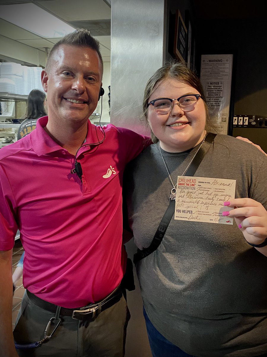 Abrianna fostered a remarkable guest experience, and this wasn’t the first time!  Thank you for bringing back guests and delivering on our key results!  #bestpeople <a href="/Chilis/">Chili's Grill & Bar</a> @mk00625 <a href="/queenpalpal/">Lisa Willingham</a> <a href="/JBarraza6/">Julie Barraza</a>