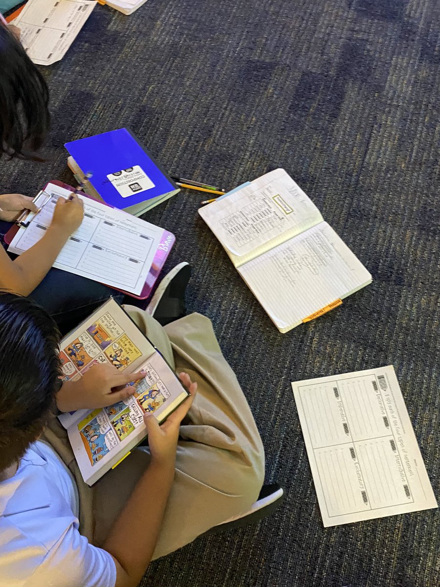 lobravo1's tweet photo. Today we searched for the 4 different types of sentences authors use in their writing using our favorite graphic novel. This helped us understand that not every sentence ends with a period and how we can use different type of sentences when we write. #@ExplorersCol #4thgradeDual https://t.co/SUeP9Zeprj