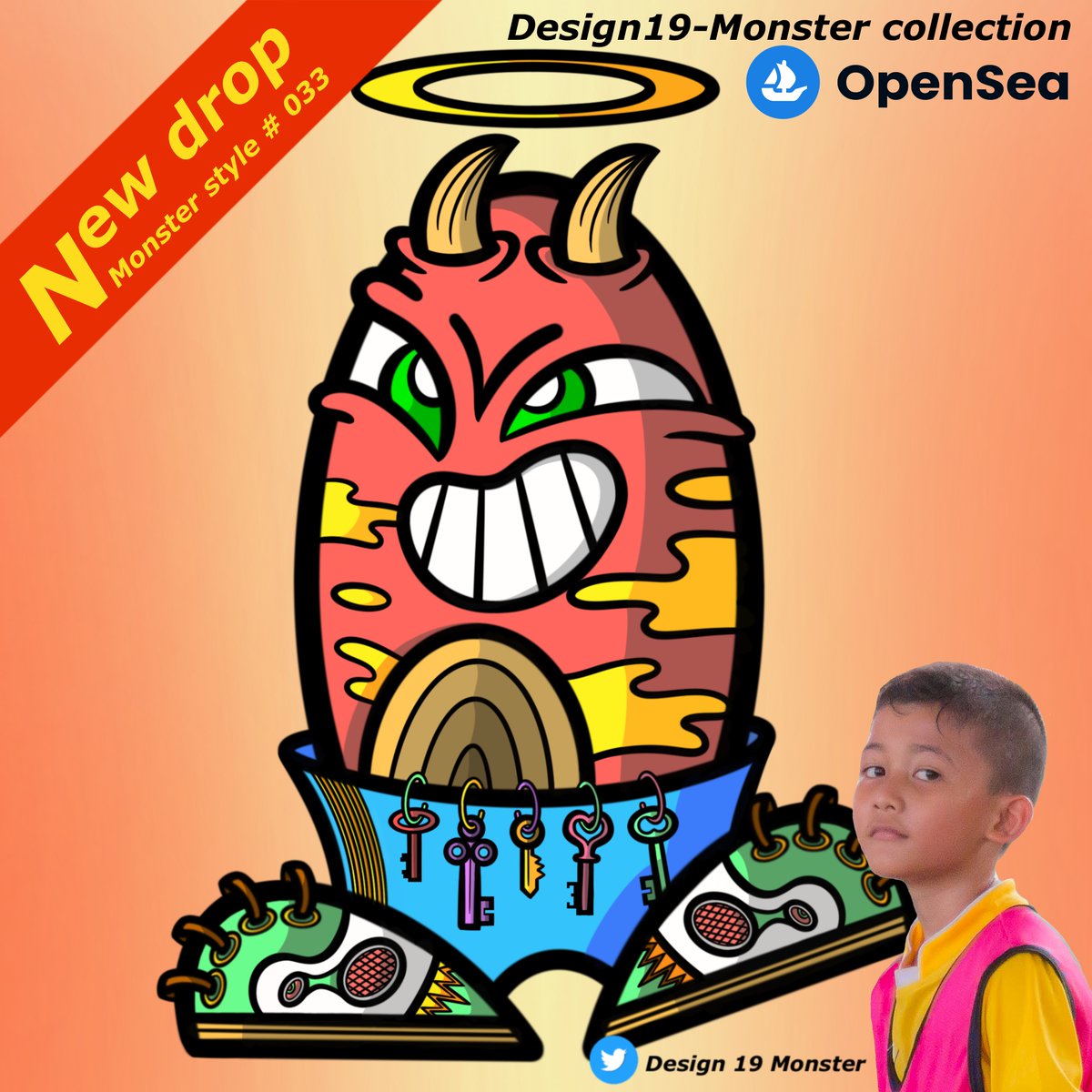 🌈My name is Design, I'm 10 and this is my new monster. What if a monster finds the key to the Heaven's Gate?

🧿Collection" Design19-Monster Collection "

⚡️Monster style # 033

🪐Price : 0.01 Eth

opensea.io/collection/des…

#NFTKids #NFTCommunity #NFTCollector #NFTTHAILAND #NFTs