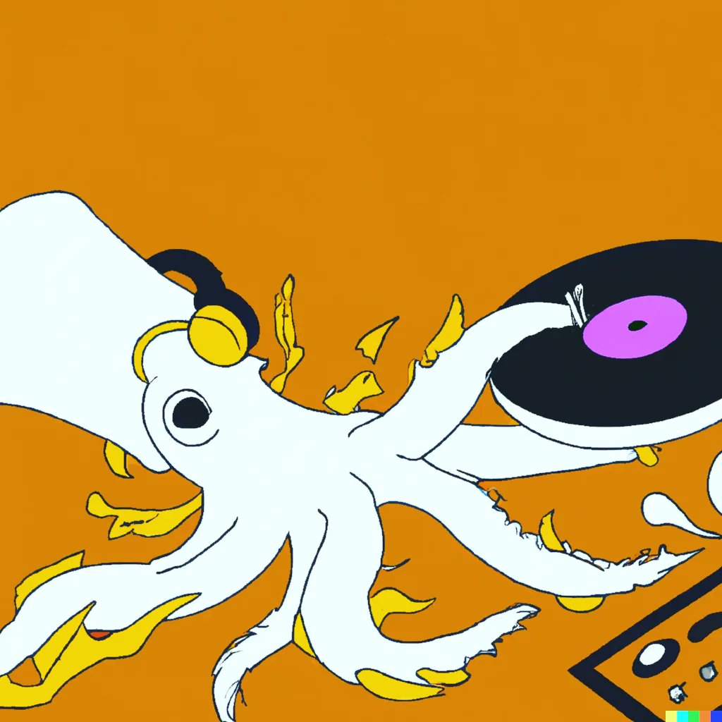 Animales del.rap: Dj Calamar hecho con Dall-e 2