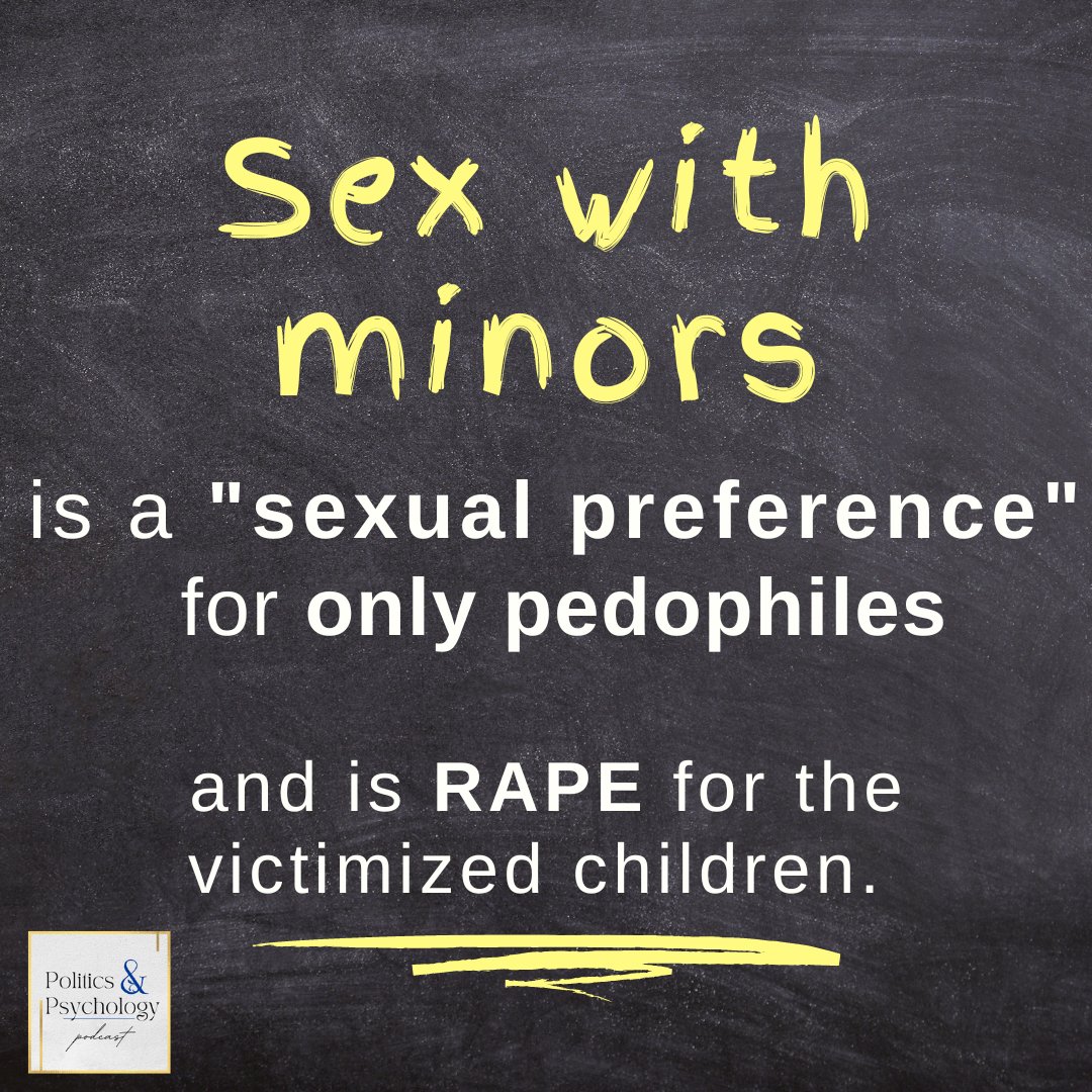 DrReneeCarr's tweet photo. Children have no desire for sex - and no "preference" for sex with adults.

The push to make pedophilia a "sexual preference" is only a preference for the predatory adult; and is the experience of RAPE for the child.

#pedophile #maps #childlovers #sexualpreference https://t.co/F4ggbgnndX