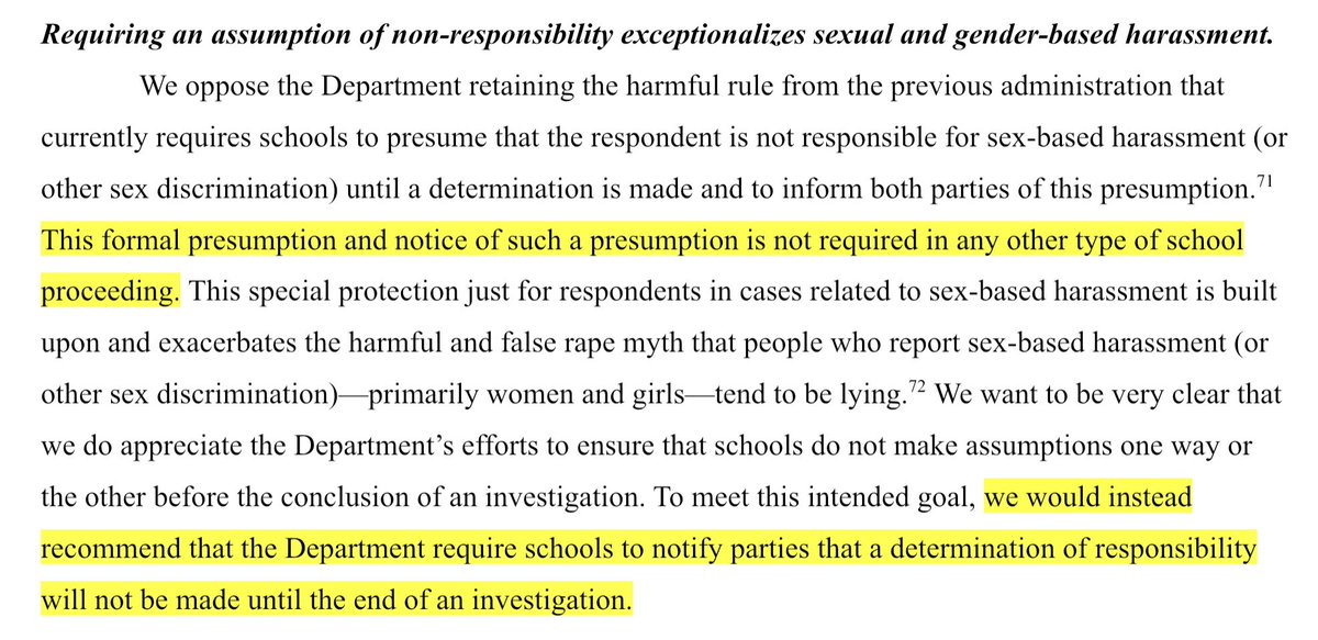 knowyourIX's tweet photo. Professor, did you skip part of the reading? 🤔 If you’d read it, you’d know that *no other school process* requires the school to assume a student’s lack of responsibility.

Read the whole paragraph for an example of *actual* due process that doesn’t rely on anti-survivor myths. https://t.co/eSroL8F311