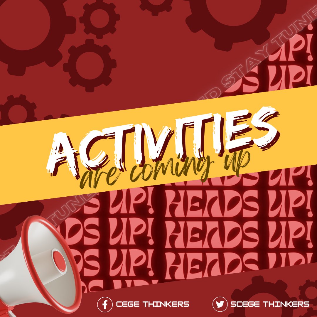 CEGEThinkers's tweet photo. It's a bird... it's a plane... it's new activities coming up! 

Make sure to watch out the future posts in all our social media platforms to not miss out from these activities that we put together for your advantage.

Caption by: Ariston Pelayo
Pubmat by: Nathaniel Zamora https://t.co/OFXbVeWAa1