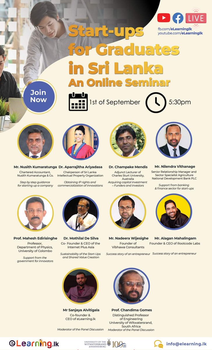 How to start a company: A guide for graduates and academics in Sri Lanka.

Free online workshop

Register for attendance by filling out the following Google form

docs.google.com/forms/d/e/1FAI…