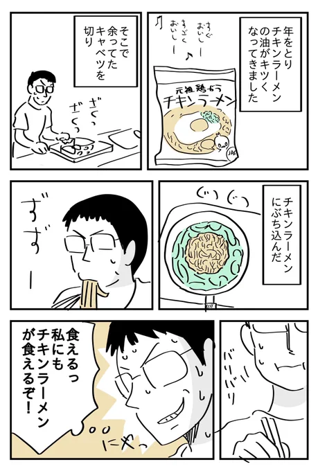 「チキンラーメンを食べました」 