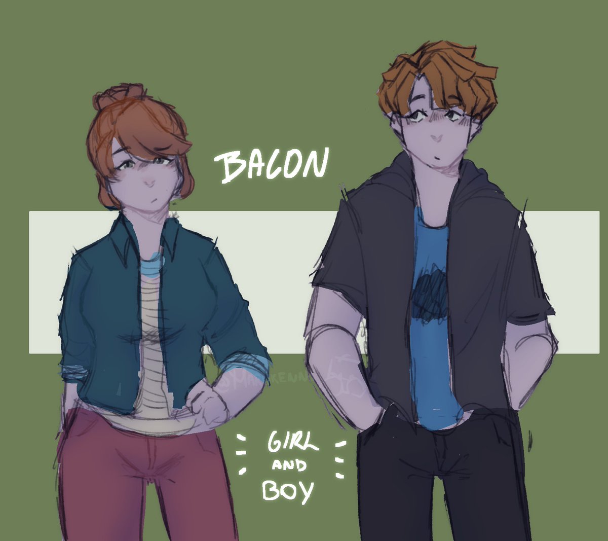 imokaruu's tweet photo. Hi twitter!
Here's a quick badly colored doodle of bacon hair girl and boy in my artstyle :D 
#roblox bc why not- https://t.co/c2uOvuWgkk