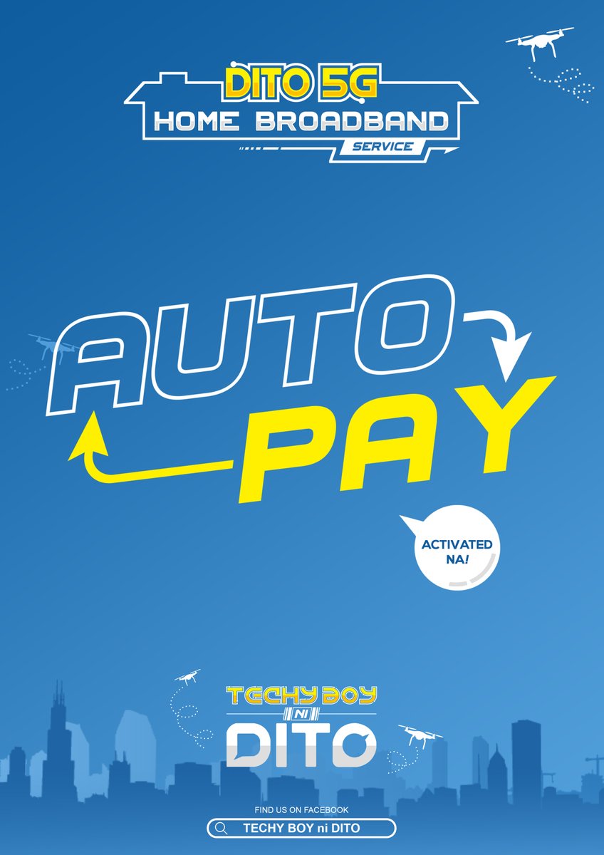 techyboynidito's tweet photo. DITO 5G HOME WIFI, MAY AUTO PAY NA DIN!

Good news para sa mga ka-DITO natin na user ng DITO 5G Home Wifi kasi...

Link to full article -> https://t.co/sFZVzLyLyB

💙💛❤️

#DITOTelecommunity #DITOkana #DITOnaTayo #kaDITO #joinkanaDITO #DITOph #DITOTelecom #DITO #TechyBoyniDITO https://t.co/ZiA633F0l9