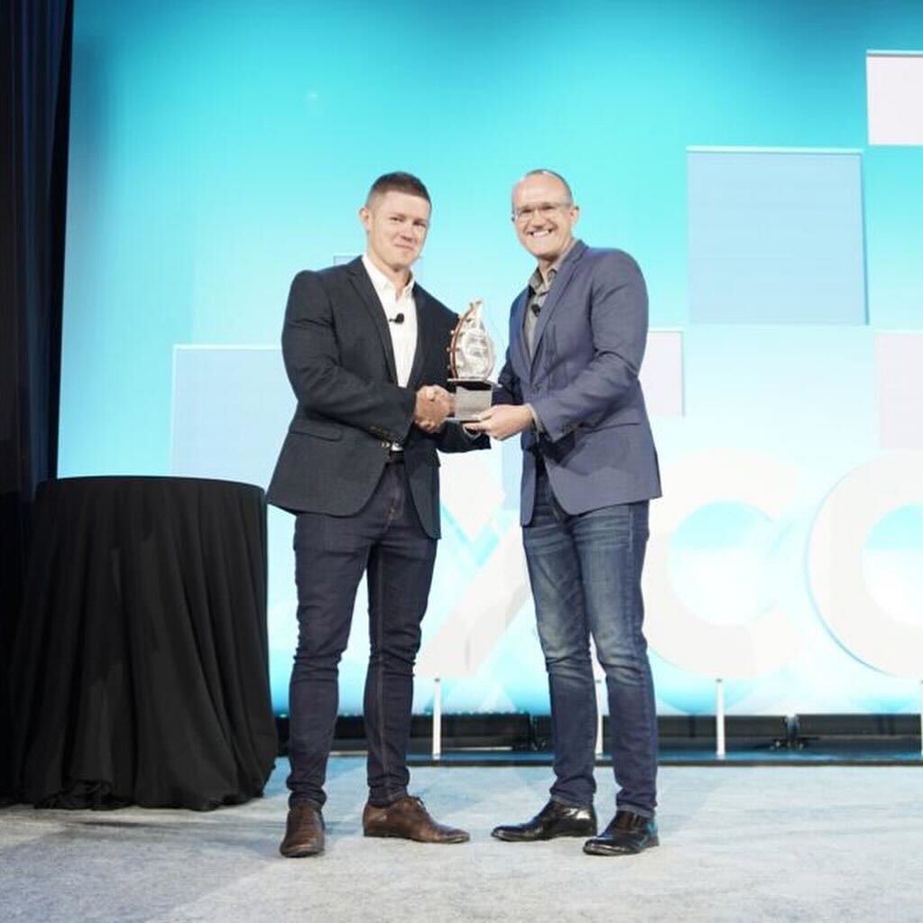 Fred_Mills's tweet photo. Shocked and humbled to win the Industry Voice award at @Bluebeam's Extreme Awards in San Diego - a very cleverly hidden surprise at the end of an awards show I was actually hosting and that we’d done detailed rehearsals for! These guys could be CIA 😂 #construction #XCON2022 https://t.co/wj8sfV9Syc