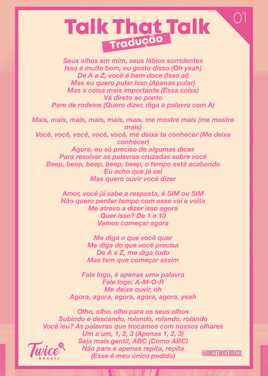 TWICE (NO) Brasil on X: 🇧🇷- Tradução da letra de “I CAN'T STOP