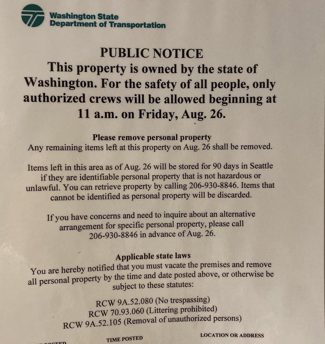 Stop_Sweeps_SEA's tweet image. ‼️ Sweep Alert! ‼️

After an already overwhelming week of sweeps, a massive encampment (which pretty much only exists because of a series of sweeps in the ID) is scheduled to be swept by WSDOT, in collaboration with JustCARE, tomorrow morning.