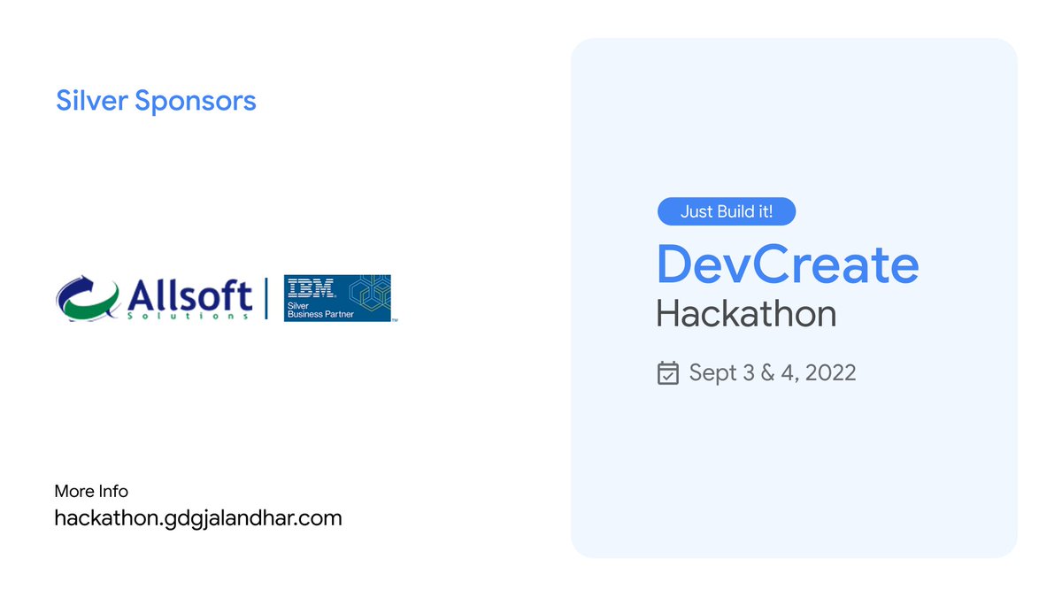 GDGJalandhar's tweet image. Meet our silver sponsor for #DevCreate Hackathon - @AllsoftI.

The team is delighted to have you with us.

See you super soon 🎉

#Hackathon #GDGJalandhar #WTMJalandhar #GDG #WTM