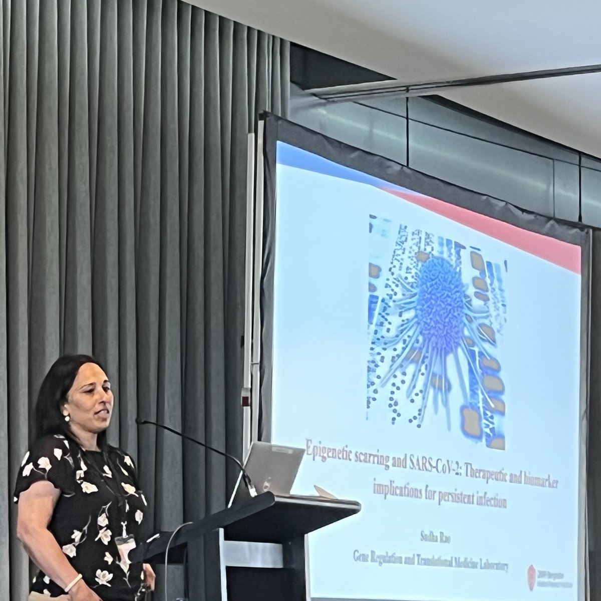 Sensational work presented by Prof. Sudha Rao &amp; team from @QIMRBerghofer on how the innate immune system can epigenetically “remember” a #COVID infection and that getting the 💉💉 booster before infection helps the cells keep that memory to mount a better response!