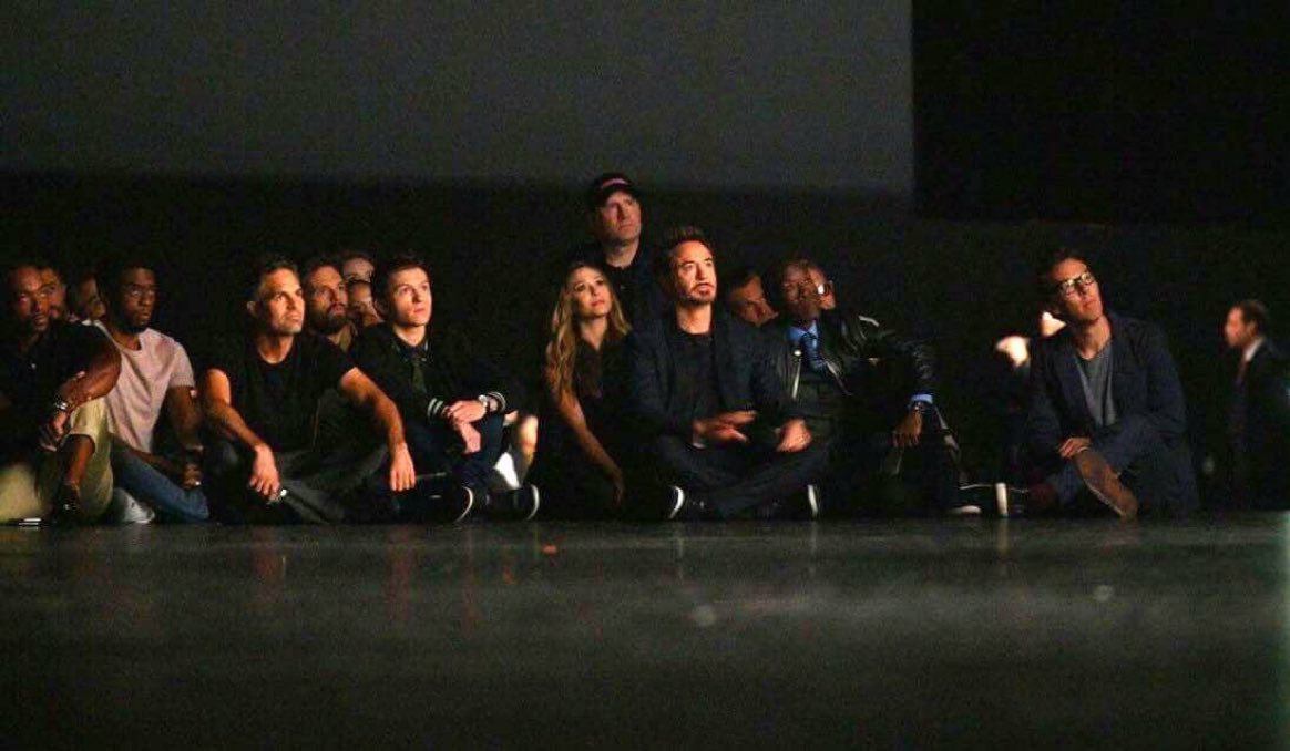 MarveIFacts's tweet photo. Kevin Feige and the cast of #InfinityWar watching the trailer https://t.co/eTba0iid5E