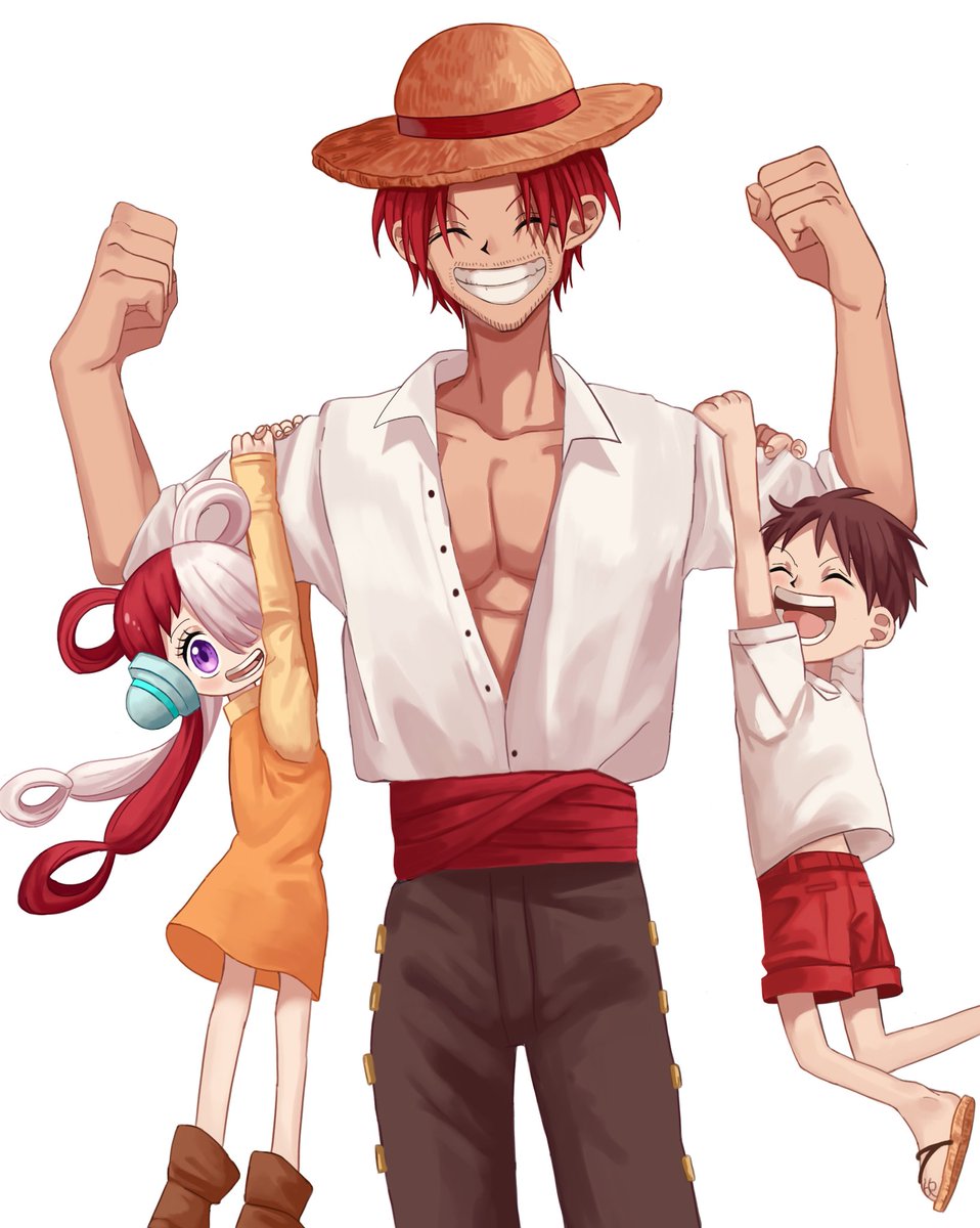 モンキー・D・ルフィ 「#ONEPIECE#ワンピース#ウタ 仲良しシャンルウタ3人コンビ 」|ﾁｬｹﾞﾁｮﾝｹﾞﾁｬｶﾞﾝｸﾞのイラスト