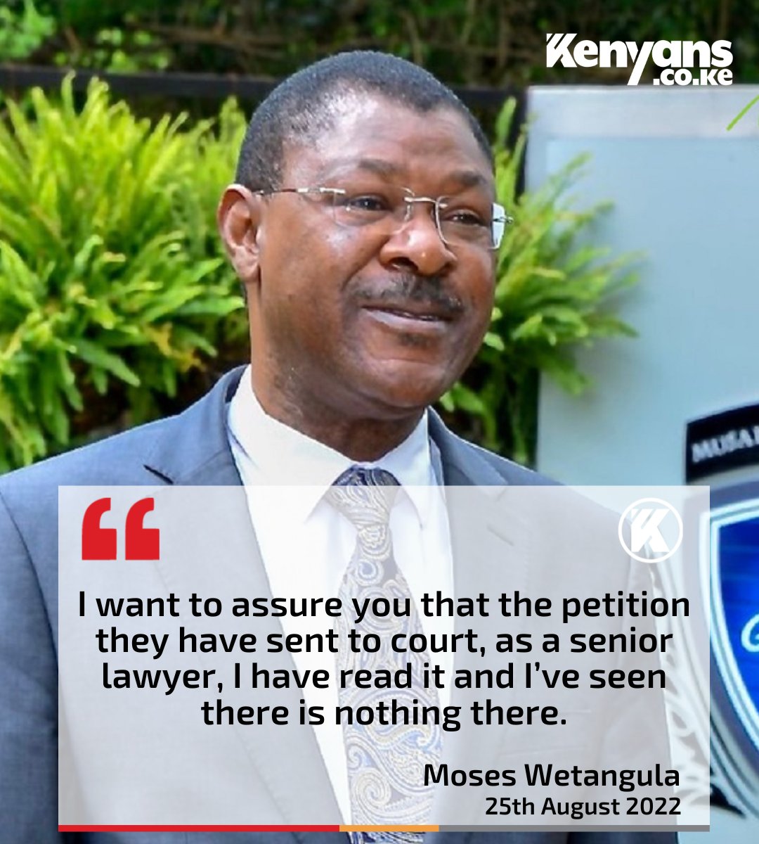 Kenyans's tweet photo. Wetangula optimistic Raila's petition will be thrown out by Supreme Court. https://t.co/EKVWE7xdxM