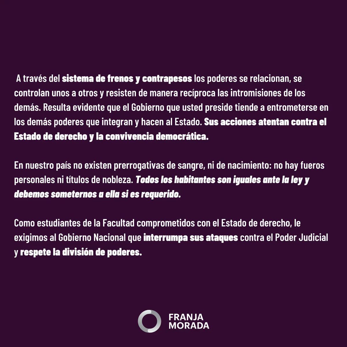 SOBRE LAS DECLARACIONES DEL PRESIDENTE, EN EL DIA DE AYER.