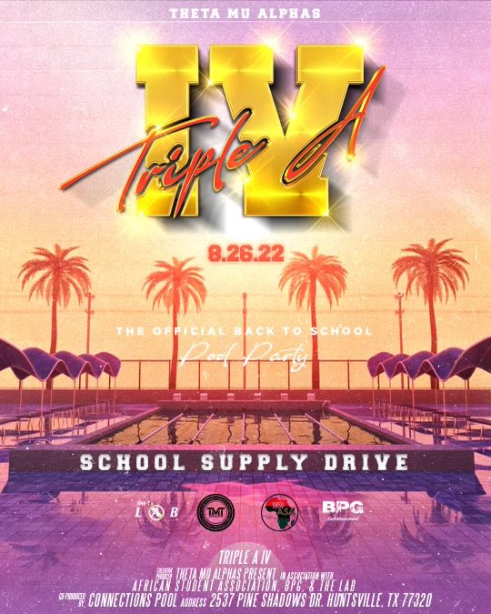 atonee31's tweet photo. BIGGEST POOL PARTY OF THE YEAR!!! BE THERE OR HEAR ABOUT IT!!!
NO GLASS BOTTLES PLZ‼️‼️‼️ #ShsuWelcomeWeek2k22 #TripleA4 #SHSU @labproductionz1 https://t.co/LGDQOKTwei