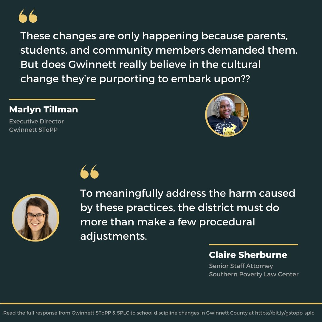 GwinnettSToPP's tweet photo. Although GCPS is investing in restorative practices, they continue to reinforce the criminalization of students with an increase of the SRO budget by over $878k. Read our joint response with @splcenter regarding the GCPS discipline changes. https://t.co/AOqePwByOs #EndtheSTPP https://t.co/WoyHYEYVqr