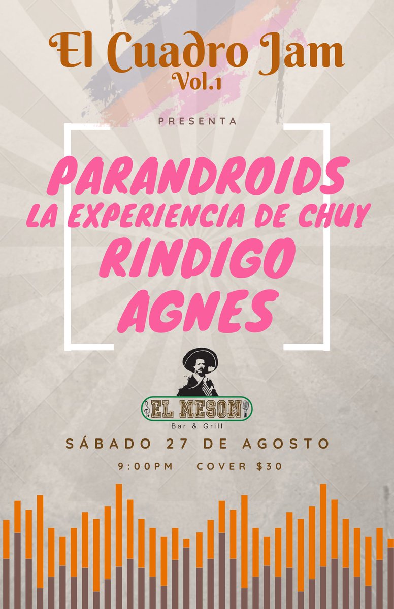 Parandroidsband's tweet photo. Este Sábado nos presentamos en casa. ¡Nos vemos a las 9:00pm Los Mochis!🤖
.
.
#indie #Rock #musica https://t.co/WigkV3wQnx