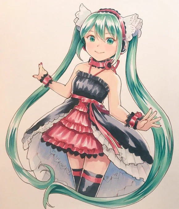 オハヨーハヨー!!また、双子っぽいミクさん描きたいなぁ〜¶(⁄=˅̮=∖)⁋¶(⁄=˅̮=∖)⁋ 