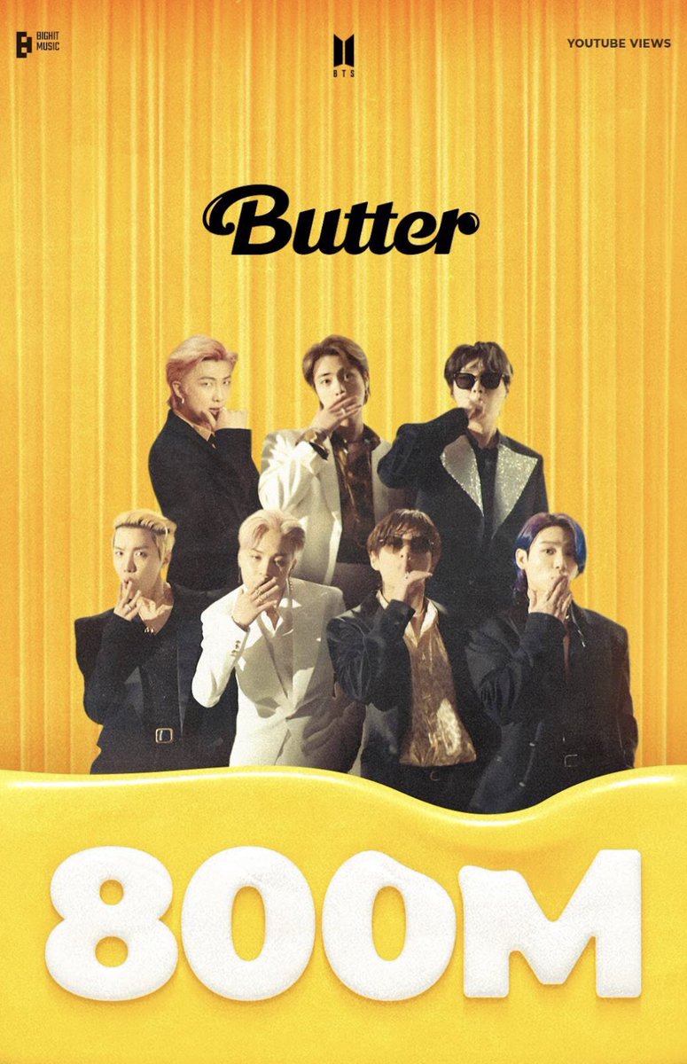 takeyu0125's tweet photo. BTS (방탄소년단) 'Butter' Official MV https://t.co/yZD5a8Wa5F @YouTubeより

"Butter" hits 800M views on YouTube!

#ButterTo800M 
#BTS
#방탄소년단 https://t.co/XZoTEHCiiw
