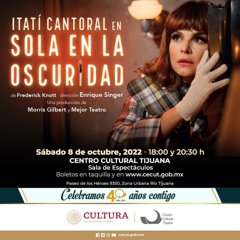 tijuanaeventos's tweet photo. Itatí Cantoral en Sola en la oscuridad en Tijuana 🎭 se presentará en el Centro Cultural Tijuana este 8 de octubre a las 6 y 8:30 p.m
Más detalles en https://t.co/WEM5PkabEY
#teatro #teatroentijuana #tijuanaeventos #eventosentijuana
Centro Cultural Tijuana - CECUT https://t.co/flpAdSN5KF