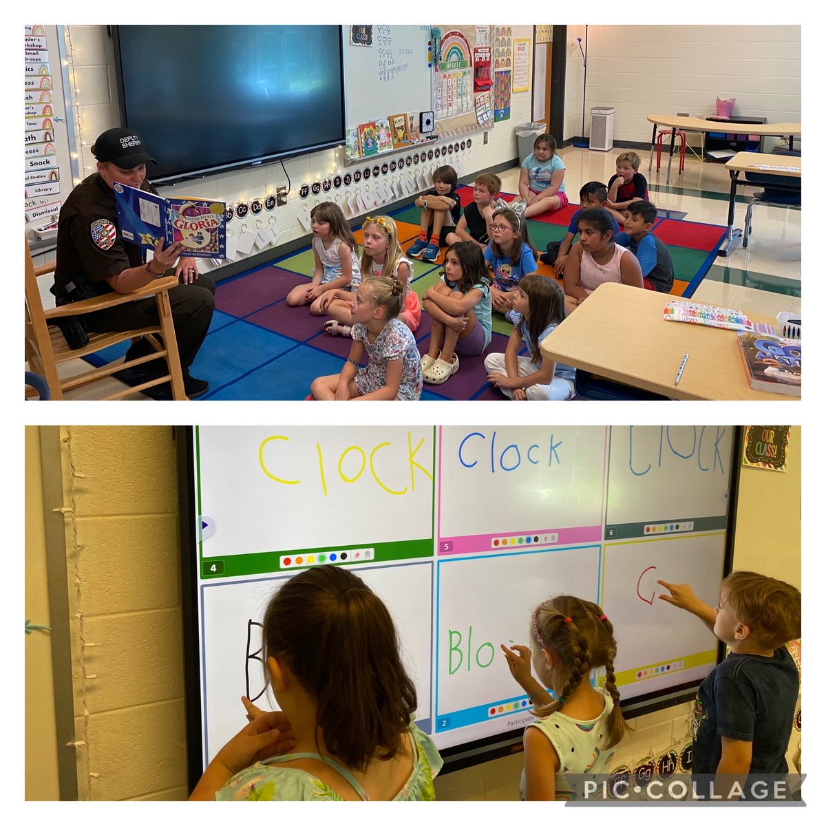 PFESPumas's tweet photo. This week OfficerGray read “Officer Buckle and Gloria” and we learned about rules and laws. Today we used the view board to practice writing words in WIN. https://t.co/DspHZVMKfh