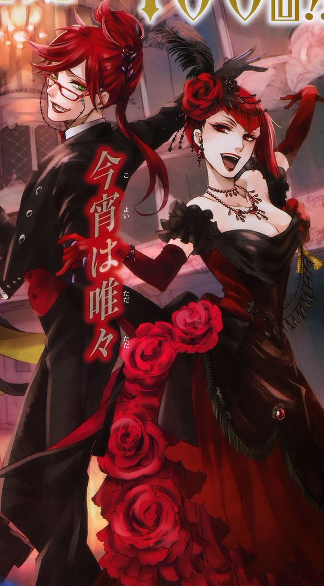 mytiredmelody's tweet photo. yana toboso red haired people are just>>>>> #twistedwonderland #RiddleRosehearts #blackbutler #grellsutcliff #madamred #mayrin https://t.co/a2VHlEiiX9