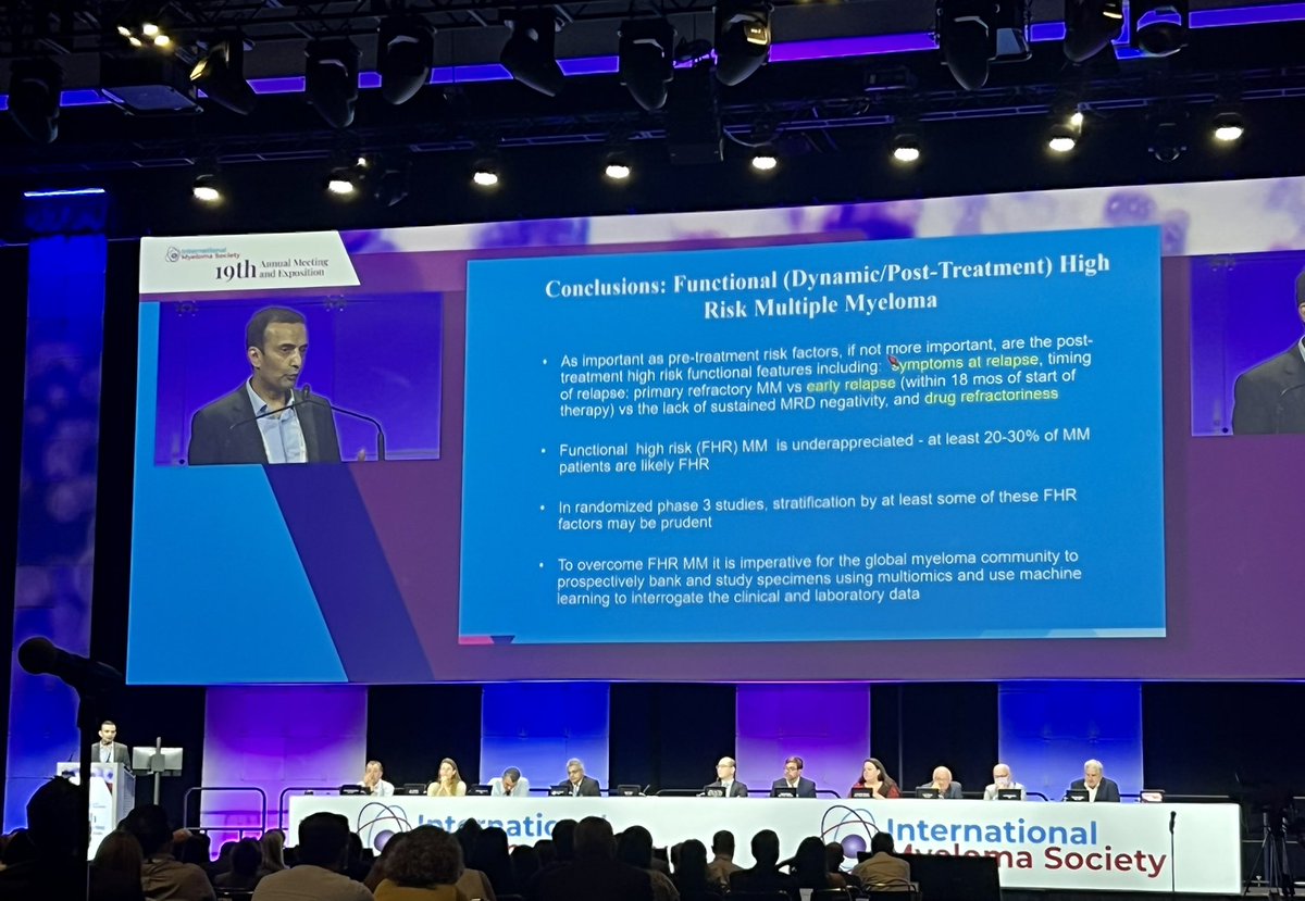 Funtional high risk MM is quite possibly the greatest unmet need in MM. Very difficult to treat population with lack of effective therapies. Need more dedicated studies in this subgroup, perhaps with early use of immunotherapies. Great presentation by @AjaiChari #mmsm #IMS2022