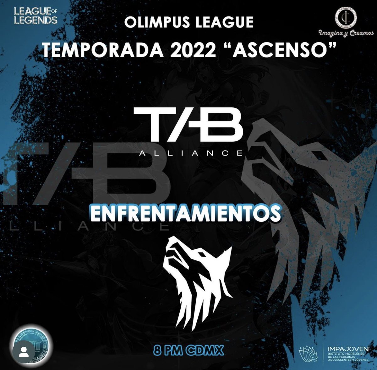 TAB_Anomaly's tweet photo. HOY!! Nuestra escuadra de #LeagueOfLegends de enfrenta a #MXWOLVES en la Olimpus League 🔥⚔️

Recuerden apoyarnos en el chat con el hashtag #GoTAB 💙

Nos vemos en unos minutos en su canal de twitch: 

https://t.co/y1BPA7uwh5 https://t.co/dt0Wawo6PH