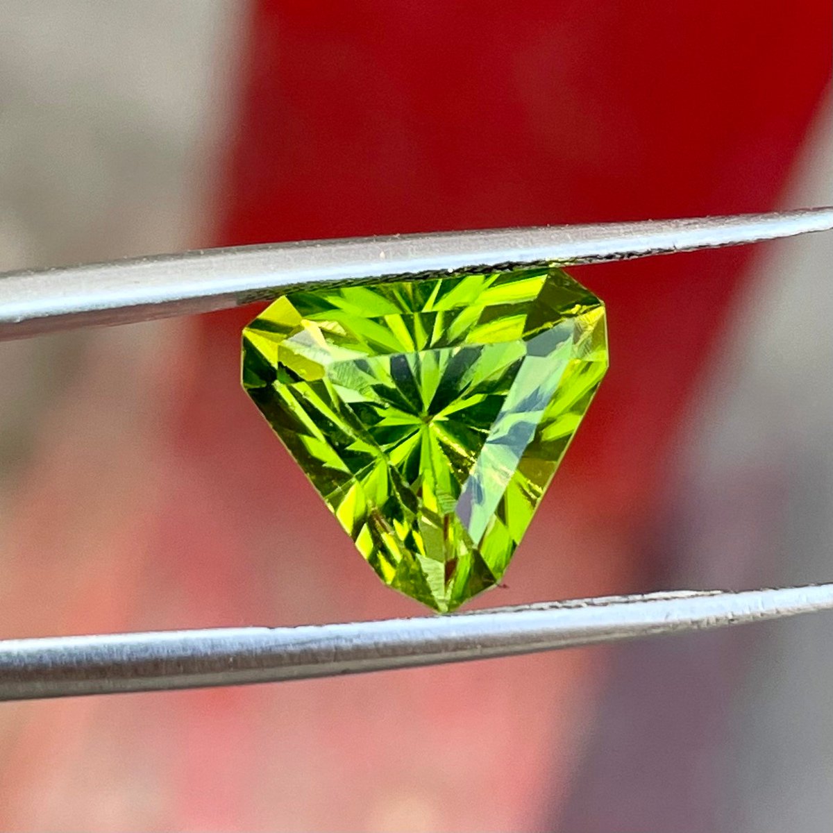 Precision Trillion Cut Faceted Peridot, Natural Peridot Gemstones For ...