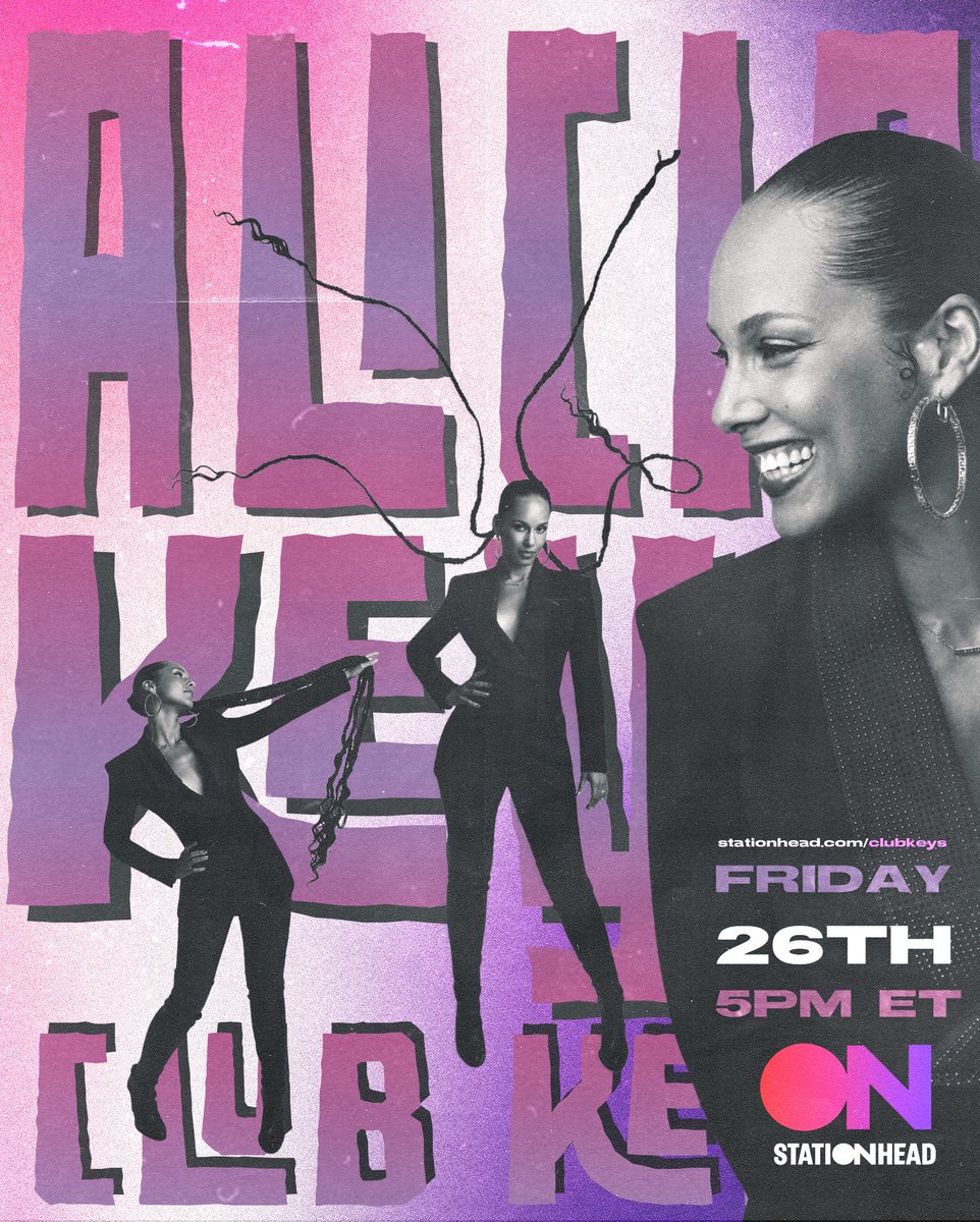 manueldesigner_'s tweet photo. Poster #ClubKeys Tomorrow! @aliciakeys Friday 5pm ET, set your reminders!  https://t.co/PPuZaqJXHJ #aliciakeys @STATIONHEAD https://t.co/qKa3ZUnwzA