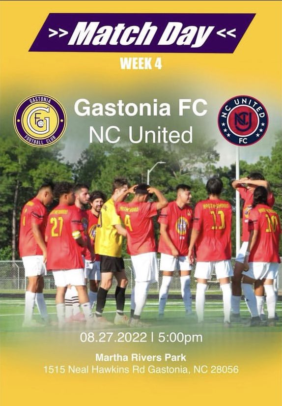 GastoniaFc's tweet photo. Our first home game is this Saturday!!!
We would like to welcome everyone to come and support the team this weekend!
One last thing, it’s the game of the week in @FirstFlight_NC https://t.co/ui1kAWmIdE