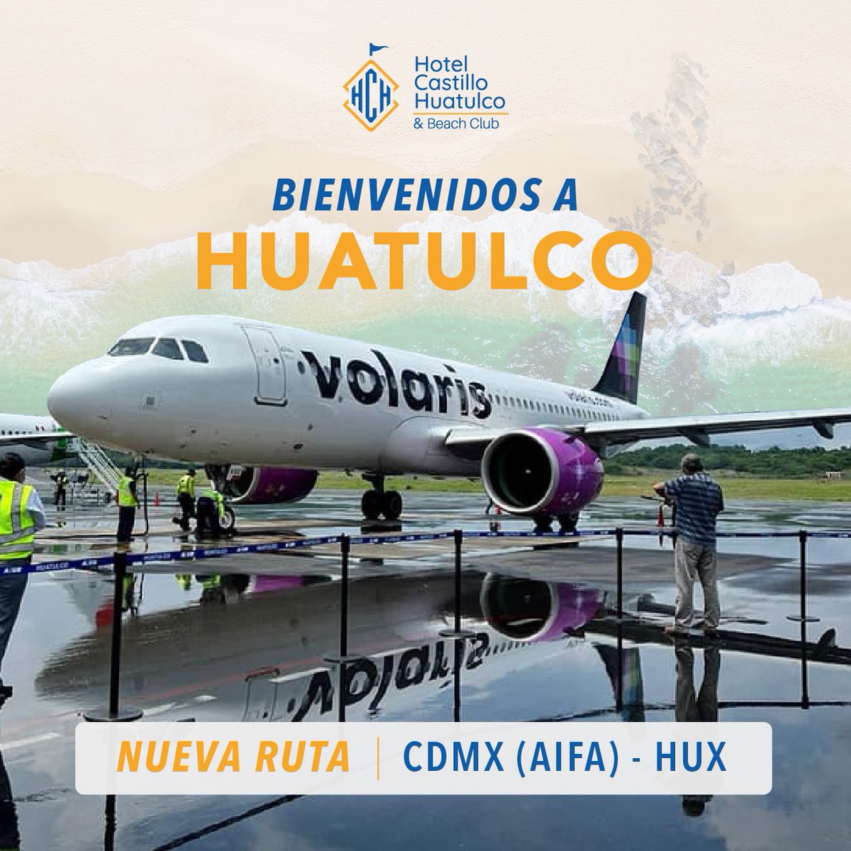 castillohux's tweet photo. Nueva Ruta @viajaVolaris 🛫🏝
Ahora ya estamos más conectados 
desde la CDMX (AIFA) a Huatulco 

@SECTUR_GobOax 
@SECTUR_mx 
@huatulcohotels 

#HotelCastilloHuatulco
#BeachClub
#huatulco #oaxaca
#Vacaciones
#lasmejoresatenciones https://t.co/7lEo2lgqBg