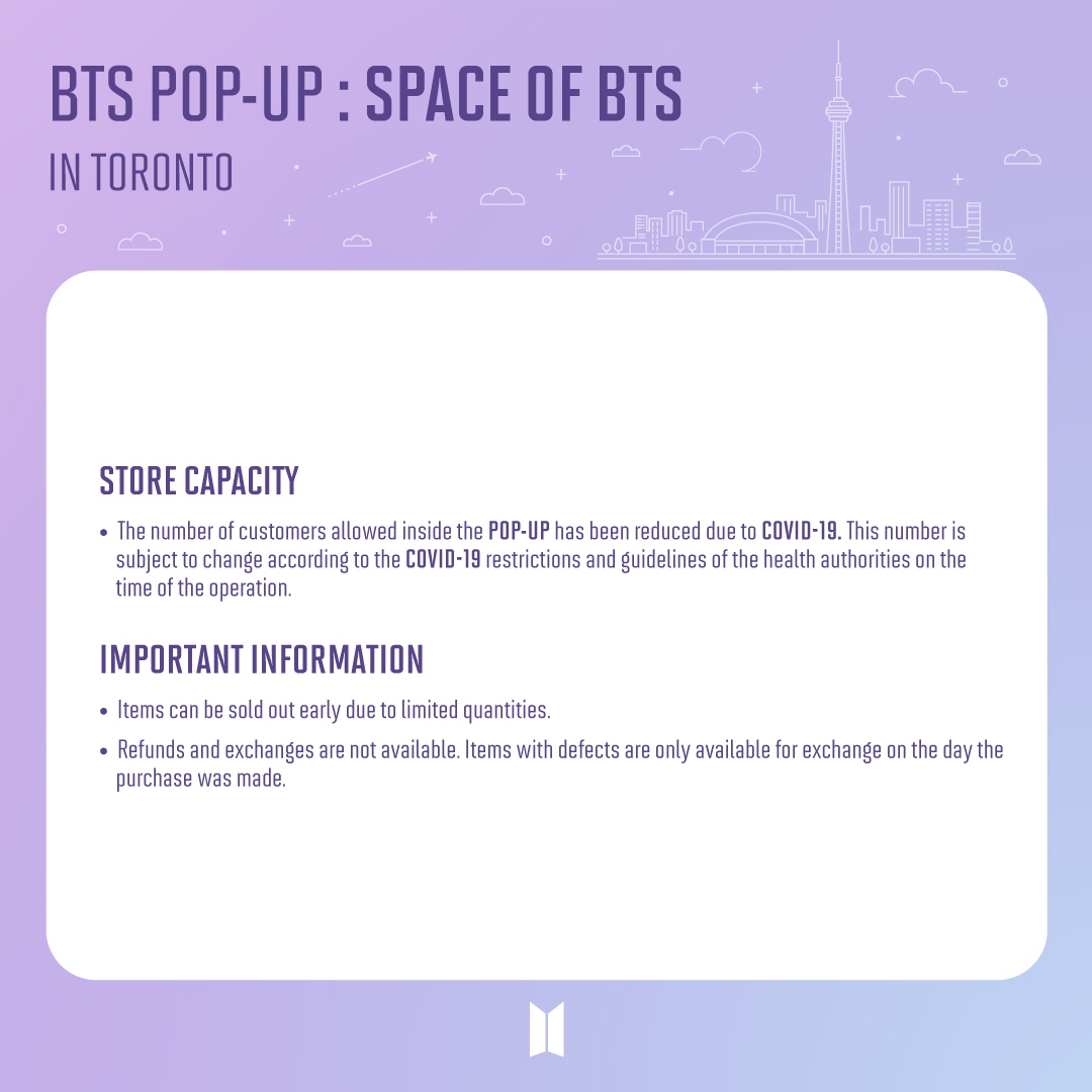 SukoshiOfficial's tweet photo. HEY TORONTO!📢

BTS POP-UP : SPACE OF BTS in TORONTO is finally opening on AUG 31 at CF Toronto Eaton Centre!

Get ready for your favorite BTS merch &amp; MORE!

See you there!💜

#BTS_POPUP #SPACE_OF_BTS #TORONTO https://t.co/yo6yciqstT