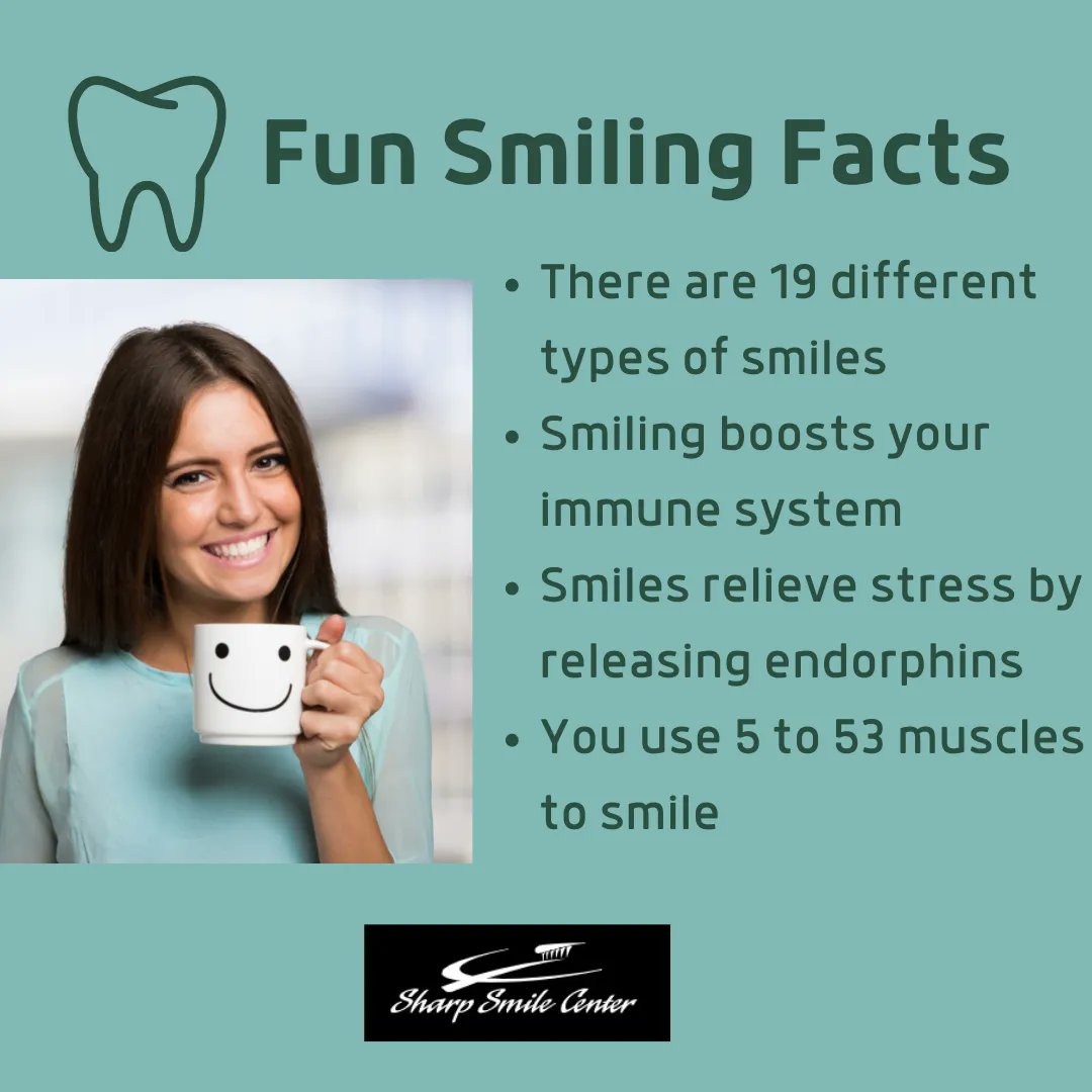 MichaelSharpDDS's tweet photo. Show off your smiles and learn about these neat smile facts.
---------------
#SSC #Dentalhealth #kalamazoodentist #portagedentist #smiles #6monthcleaning #6monthcheckup #smiles #smiletips https://t.co/dsN7cUni67