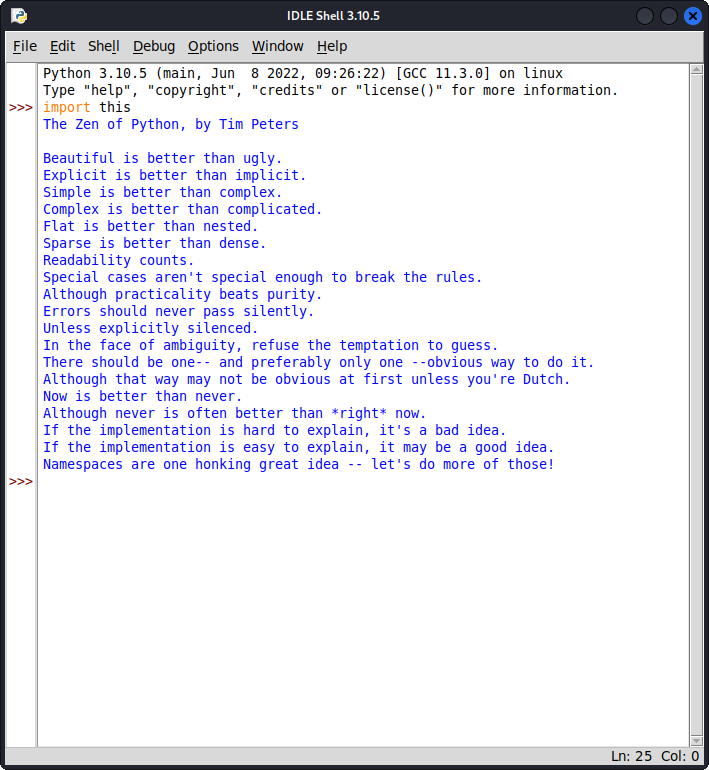ProfitzTV's tweet image. Did you know about this easter egg introduced in Python Enhancement Proposal (PEP-20)?
&amp;gt;&amp;gt;&amp;gt;import this
And read The Zen of Python...

#python #zenofpython #thebalddev