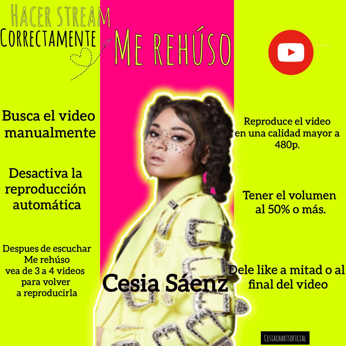Cesiacharts's tweet photo. Gente aqui les dejo una guia de cómo hacer strean correctamente a ME REHÙSO  las vistas estan congeladas asi qué sigamos reproduciendo COMPARTAN.
CESIA https://t.co/IciuVRPbfn