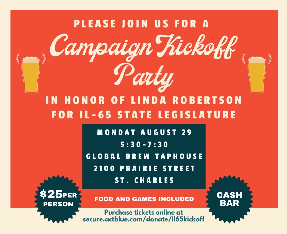 voteLinda65's tweet photo. Please join us and #KaneCountyIL Sheriff Ron Hain for a campaign kickoff party to help get #LindaRobertson elected to Springfield! -Team Linda
#LindaListens #VoteLinda #il65 #twil
https://t.co/XzYWp2BSSd https://t.co/YxEAgJR7CZ