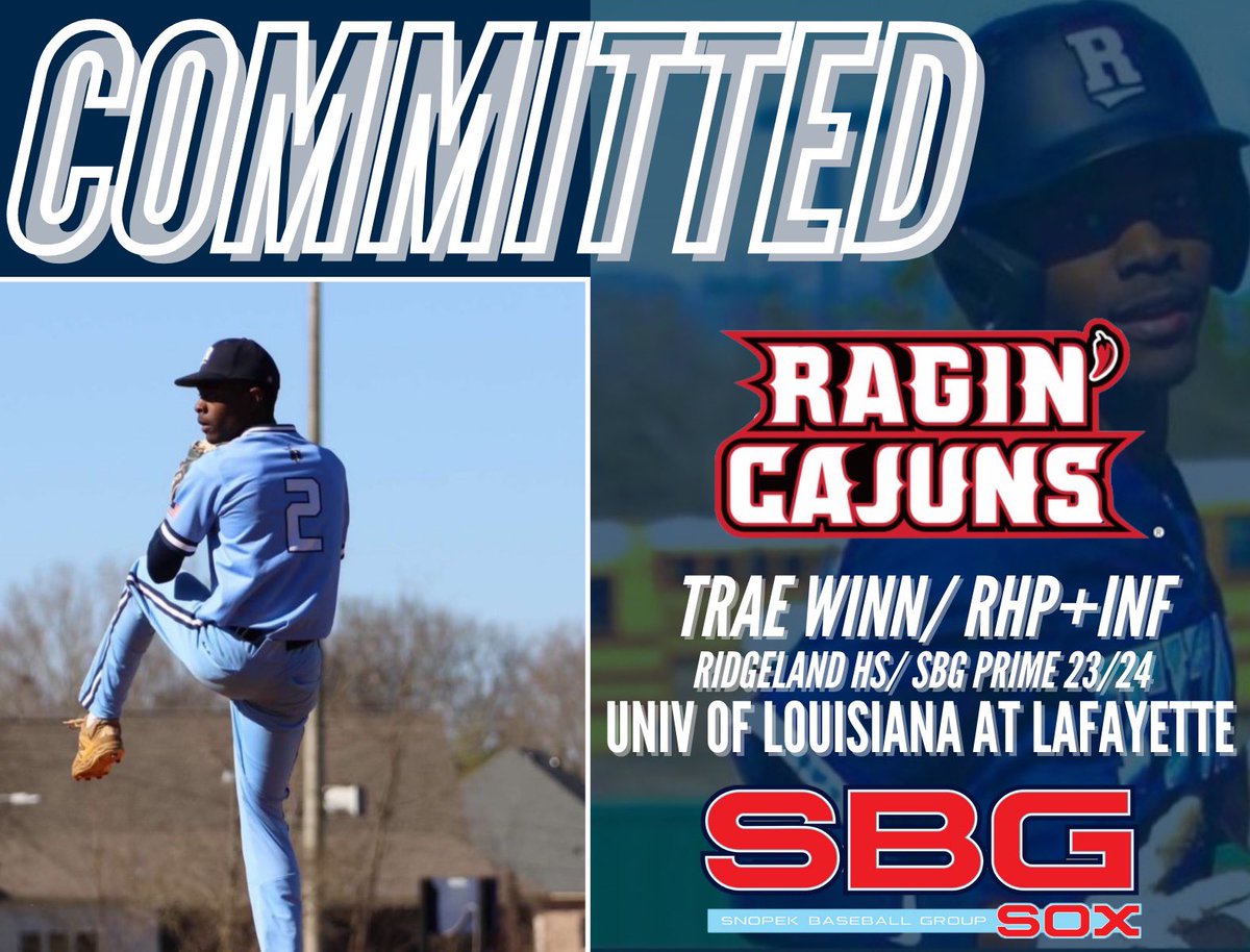 SBGsox's tweet photo. 🚨COMMITTED🚨
➡️BIG shoutout to @rhstitanbasebal RHP + INF Trae Winn on his commitment to @RaginCajunsBSB! Electric player with a BRIGHT future ahead! ⚡️ @TraeWinn2 @PBR_Mississippi
Acts 4:13
#SBGSox https://t.co/r6xdxvU4dn