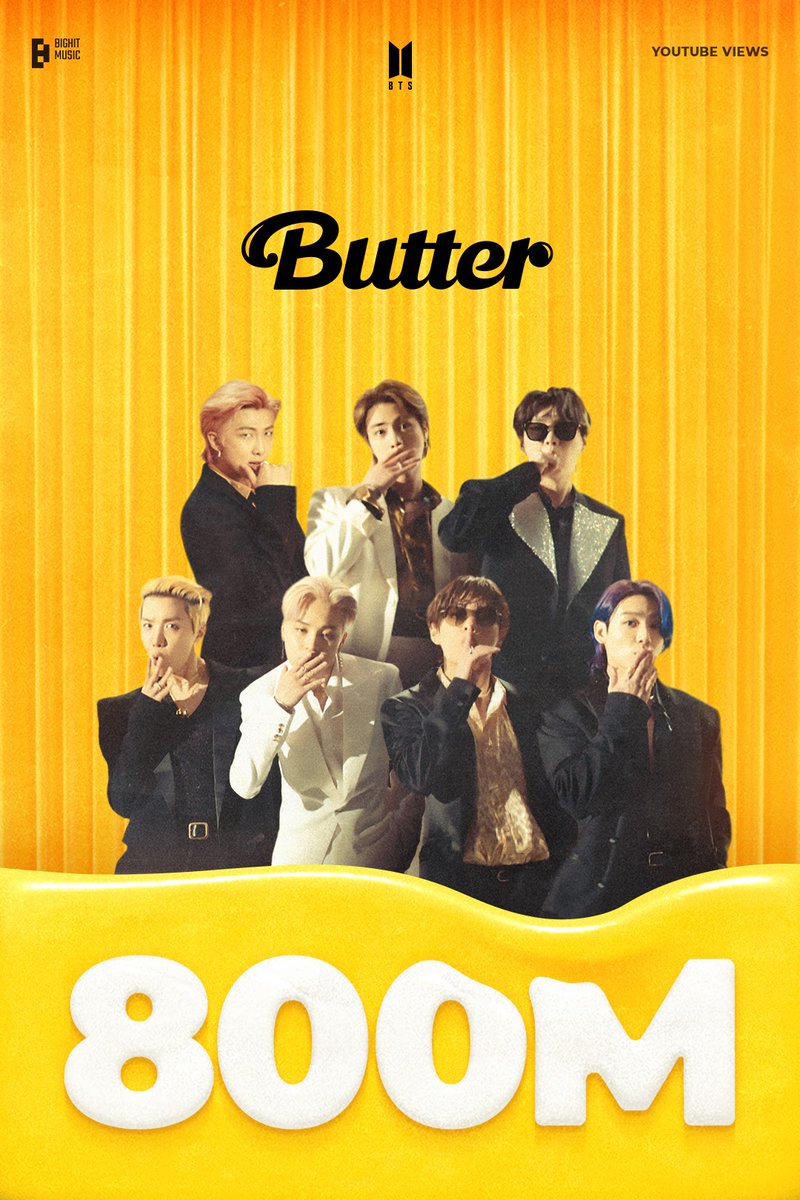 ArmyInter_'s tweet photo. INFO 💡 

[BANGTANTV] Publicación de la comunidad 👇

¡'Butter' llega a 800 millones de visitas en YouTube!
(https://t.co/dPMr7eHG06)

©️btschartdailyx 
#ButterTo800M @BTS_twt 

~N💜 https://t.co/aj3jvbbdkk