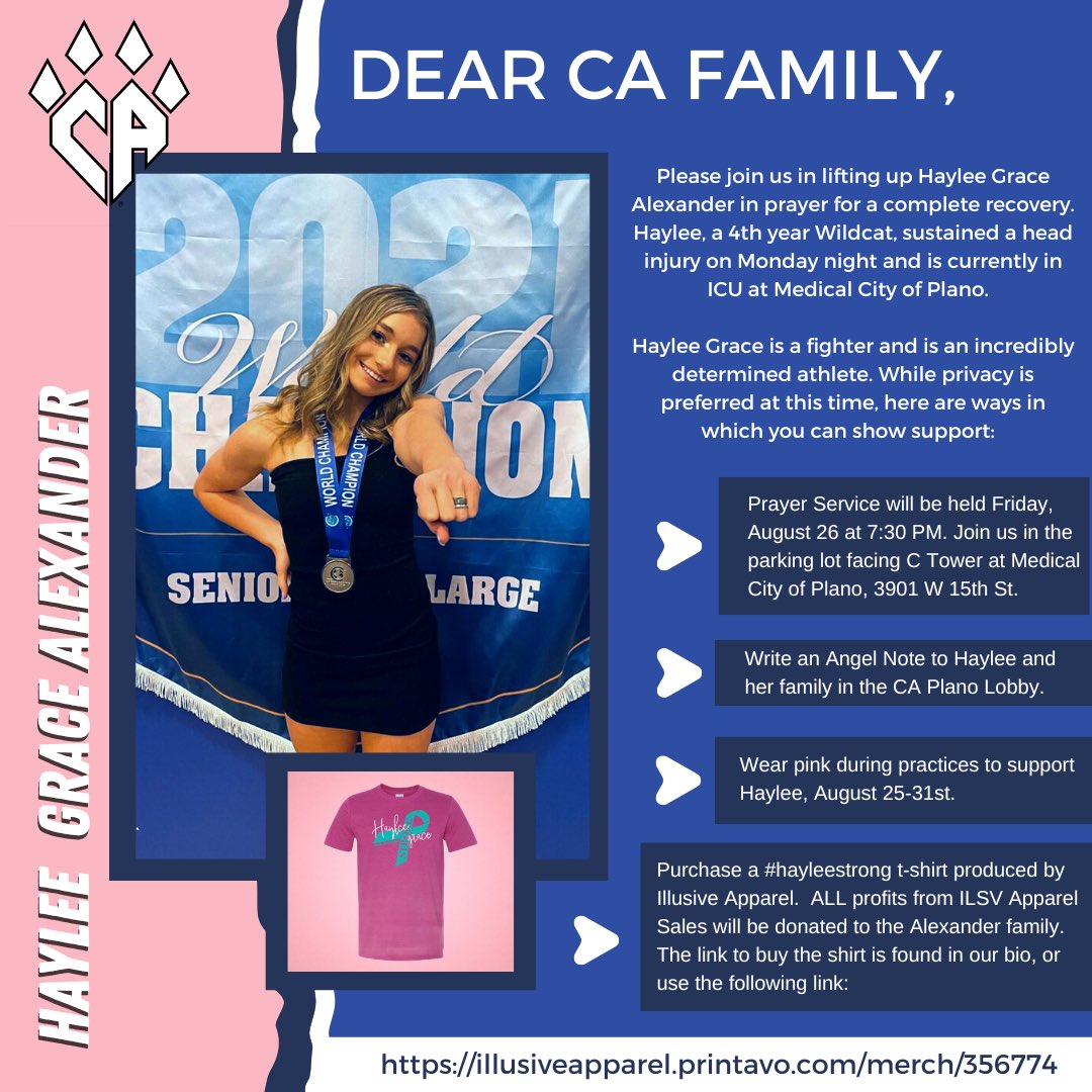 Haylee is not alone in this fight.  There is power in prayer and so much love within our CA Family! Thank you for supporting Haylee!  💙😻
