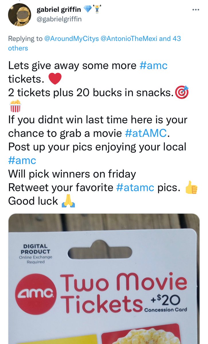 AroundMyCitys's tweet photo. #AMC #Ape #GodzillaVsKong
If there, add hashtag
#atAMC for chance to win 2 tix and $20 that can be used for a bucket of #AMC popcorn 🍿 https://t.co/9YcPGl24F4