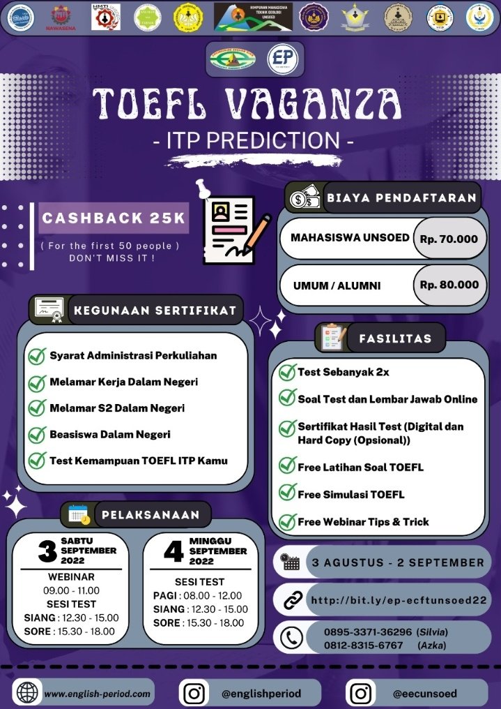 meracunsale's tweet photo. C'mon daftar!
Guarentee cashback sebesar 💸Rp. 25.000 untuk 50 pendaftar pertama
👉👉 Let's Join Us 👈👈
Registrasi Pendaftaran
https://t.co/v59SZlJrB3
#toefl #toeflprediction #englishproficiencyonline #toefljawabarat #toefljakarta #toefljabar #toeflitp #toeflindonesia https://t.co/sgT63p0TNo