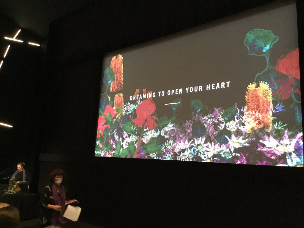 ALEA_ACMI2022's tweet photo. A beautiful opening to Jasmine Seymour’s keynote presentation Open Your Heart to Language @ALEA_ACMI2022 #literacy #literature #first_nations #author https://t.co/BOrav2Tpfc