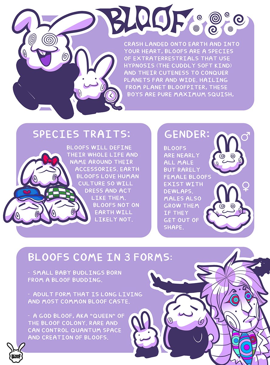 BloofBloofBloof's tweet photo. Made a species sheet for my Bloofs! They have always been an open species and wanted to advertise that.
#Openspecies #originalspecies #Aliens #Bunnies #Characterdesign #originalcharacter #bloof https://t.co/sNY20Ij9SX