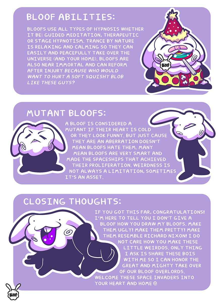 BloofBloofBloof's tweet photo. Made a species sheet for my Bloofs! They have always been an open species and wanted to advertise that.
#Openspecies #originalspecies #Aliens #Bunnies #Characterdesign #originalcharacter #bloof https://t.co/sNY20Ij9SX