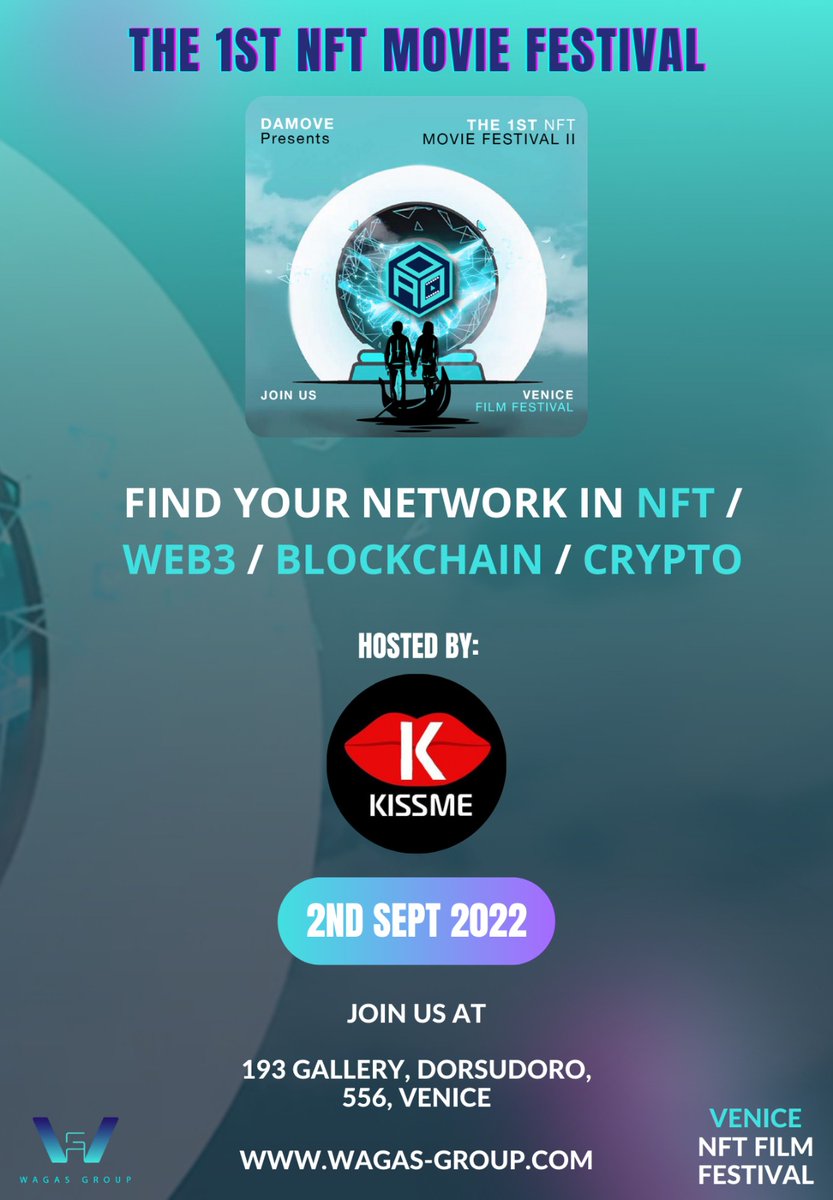 KissMe.crypto (@kisskissmeta) on Twitter photo First #NFTS #movie #Festival in #biennale #venice for our #Cryptos #NFT Art Coktail Party #venezia79 in collaboration with <a href="/damoversnft/">Damover’s Festival NFT | Enter the Metaverse</a> #biennalecinema2022 #Cryptomonnaies #token #KissMe #NFT, #Web3 #web30 #Metaverse #NFT #metavers #metaverses #Crypto eventbrite.fr/e/web-3-art-co… First #NFTS #movie #Festival in #biennale #venice for our #Cryptos #NFT Art Coktail Party #venezia79 in collaboration with <a href="/damoversnft/">Damover’s Festival NFT | Enter the Metaverse</a> #biennalecinema2022 #Cryptomonnaies #token #KissMe #NFT, #Web3 #web30 #Metaverse #NFT #metavers #metaverses #Crypto eventbrite.fr/e/web-3-art-co…