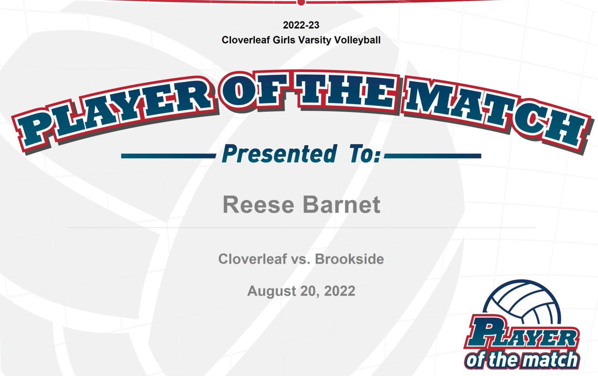 Varsity players of the game for this week are Reese Barnett and Kendra Courtock for their overall outstanding performance and leadership!